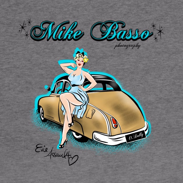 Back Design T- Shirts Blonde Pinup with Gold Custom Car by Mike Basso Photography 